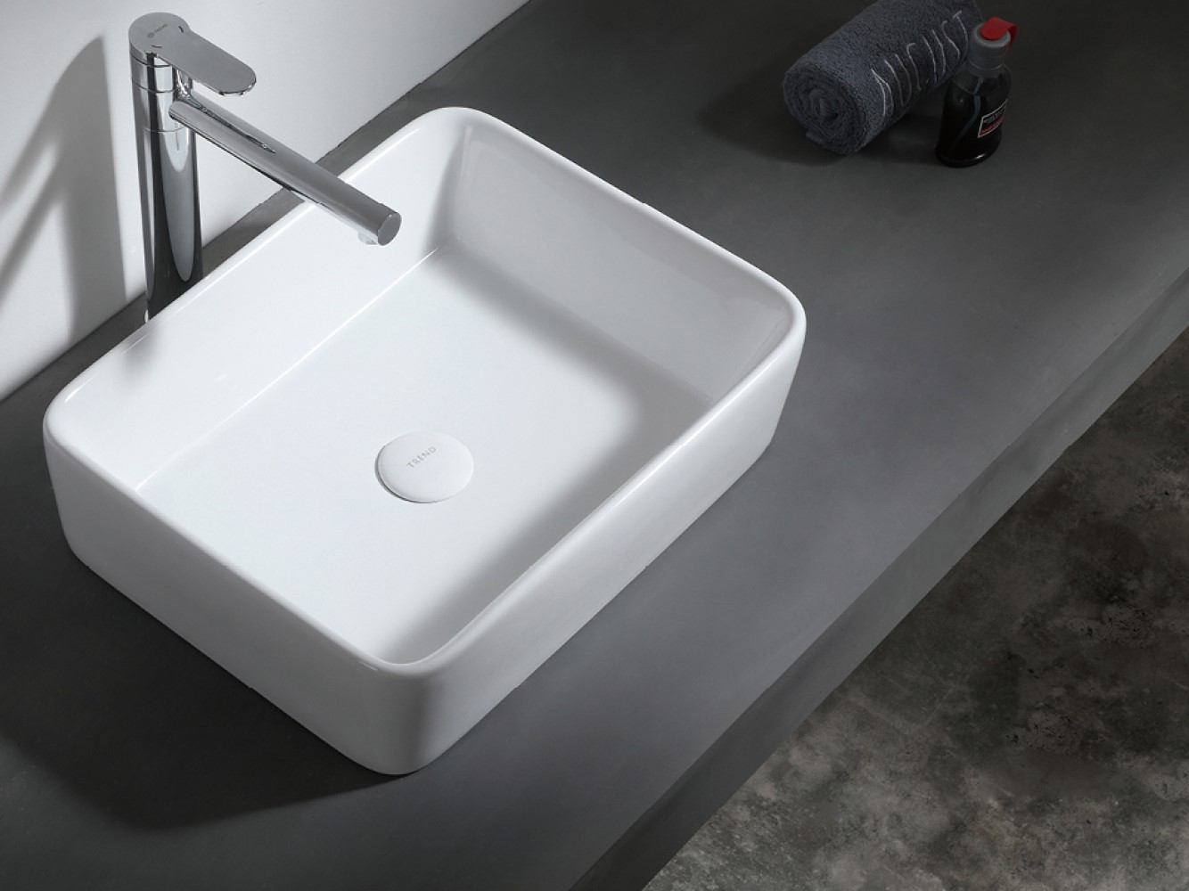 Uptrend Aura umywalka 48,5x38 cm prostokątna nablatowa biała TR4565