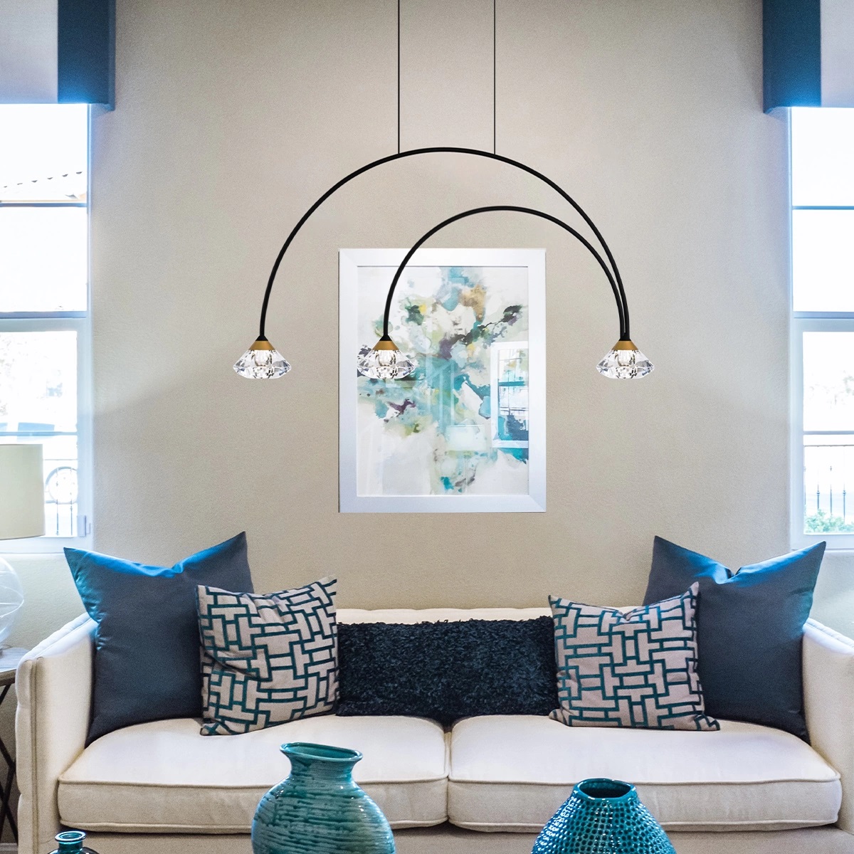 Altavola Design Tiffany lampa wisząca 3x3W LED czarny mat/złoty satynowy LA059/CL1_black