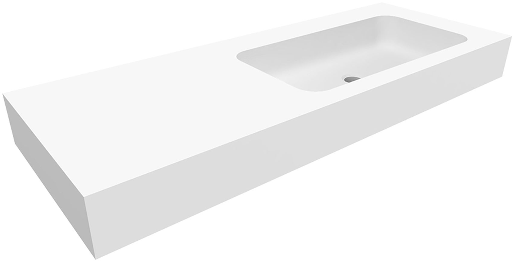 Cristalstone Linea Simpla umywalka 120x45 cm prostokątna ścienna-z blatem biała U1200-MBPOT/BO