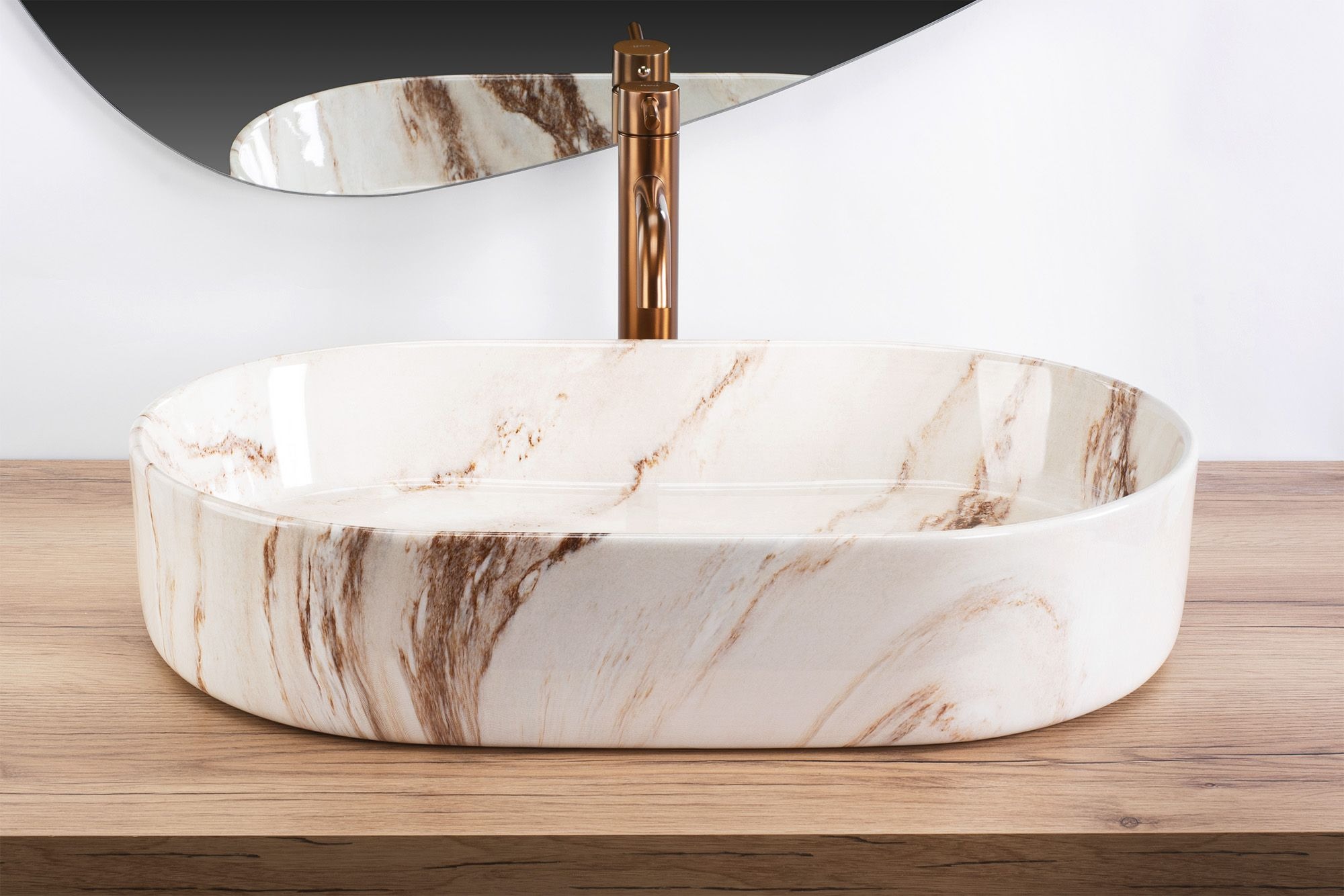 Rea Nadia Marrone umywalka 61x38,5 cm owalna nablatowa beż REA-U9239 - Wysyłka w 24h