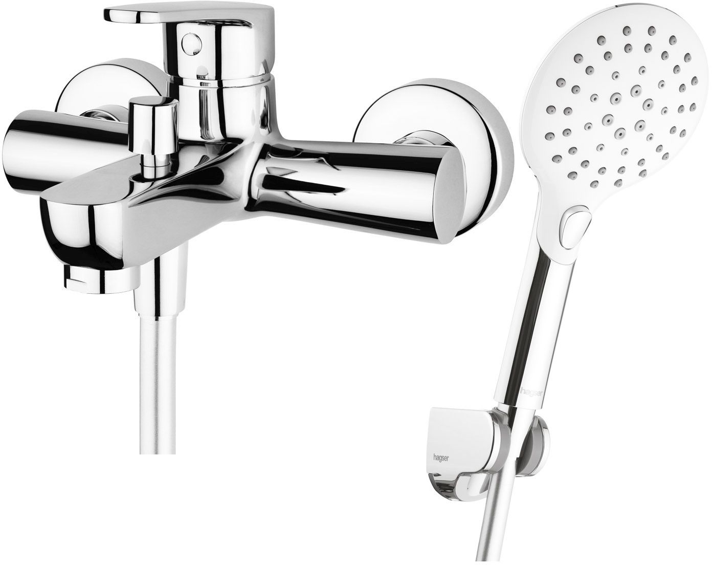 Zestaw Hagser Della bateria wannowo-prysznicowa ścienna z kompletem natryskowym Sofia Birgit chrom HGR48000036 - Wysyłka w 24h