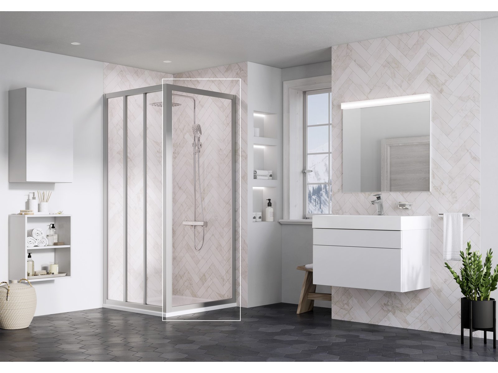 Ravak Supernova ścianka prysznicowa 80 cm satyna mat/szkło przezroczyste 94040UR2Z1