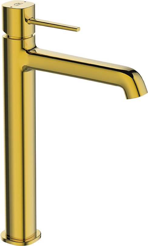 Laveo Pola bateria umywalkowa stojąca wysoka złoty połysk BAPG2ND - Wysyłka w 24h