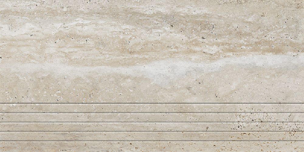 Tubądzin Travertino stopnica 59,8x29,8 cm beżowa