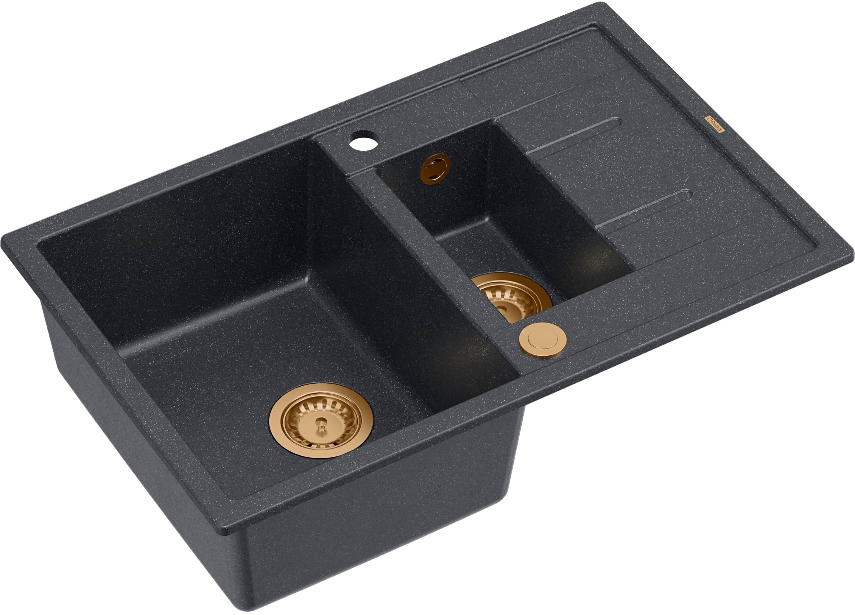 Quadron Morgan 156 zlewozmywak 78x50 cm GraniteQ black diamond/miedź HB8224U8-C1_P2O