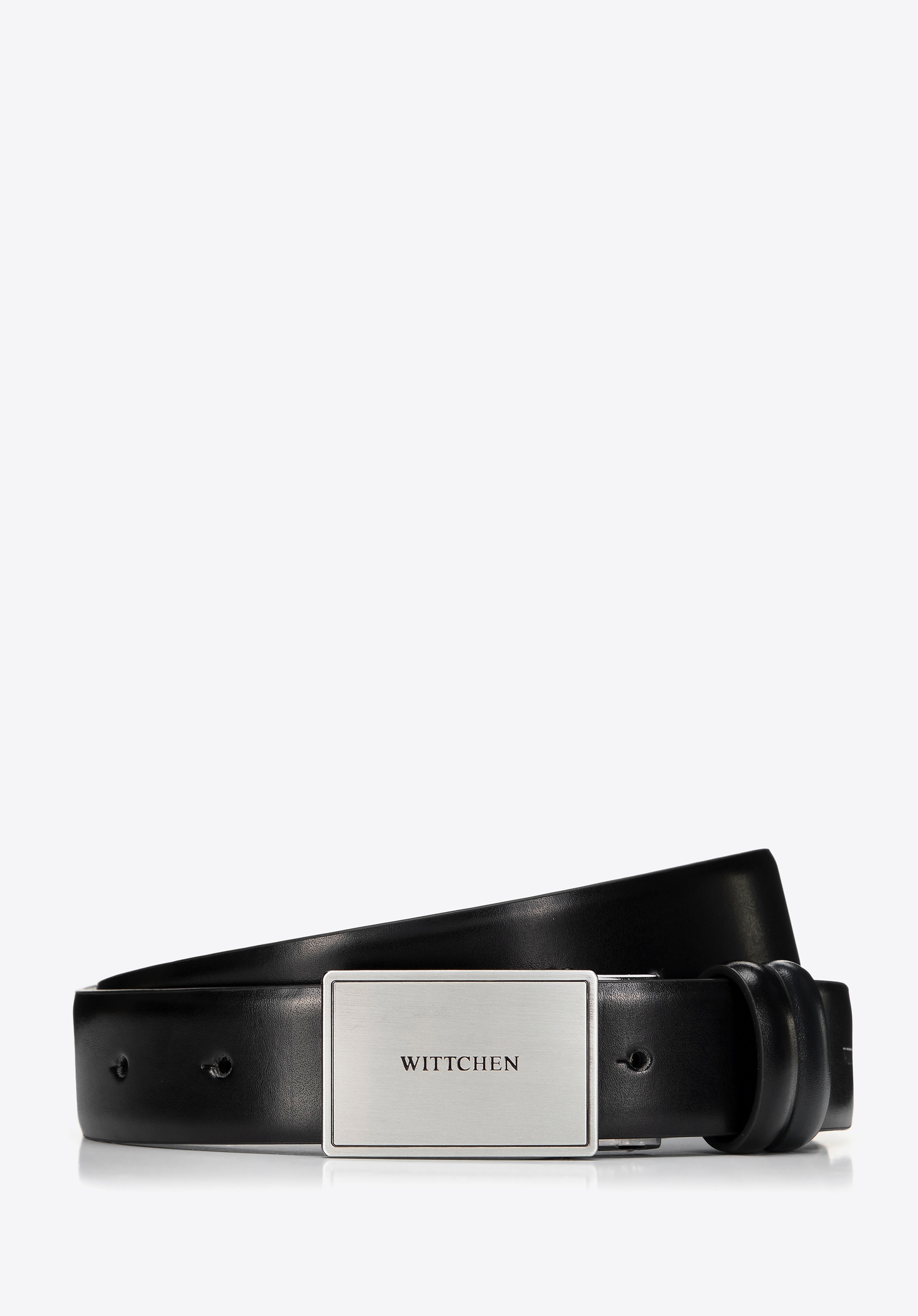 Męski pasek ze skóry z zabudowaną klamrą czarny