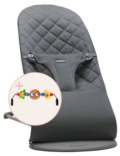 BabyBjorn, Leżaczek Bliss Woven Antracytowy + zabawka Googly Eyes