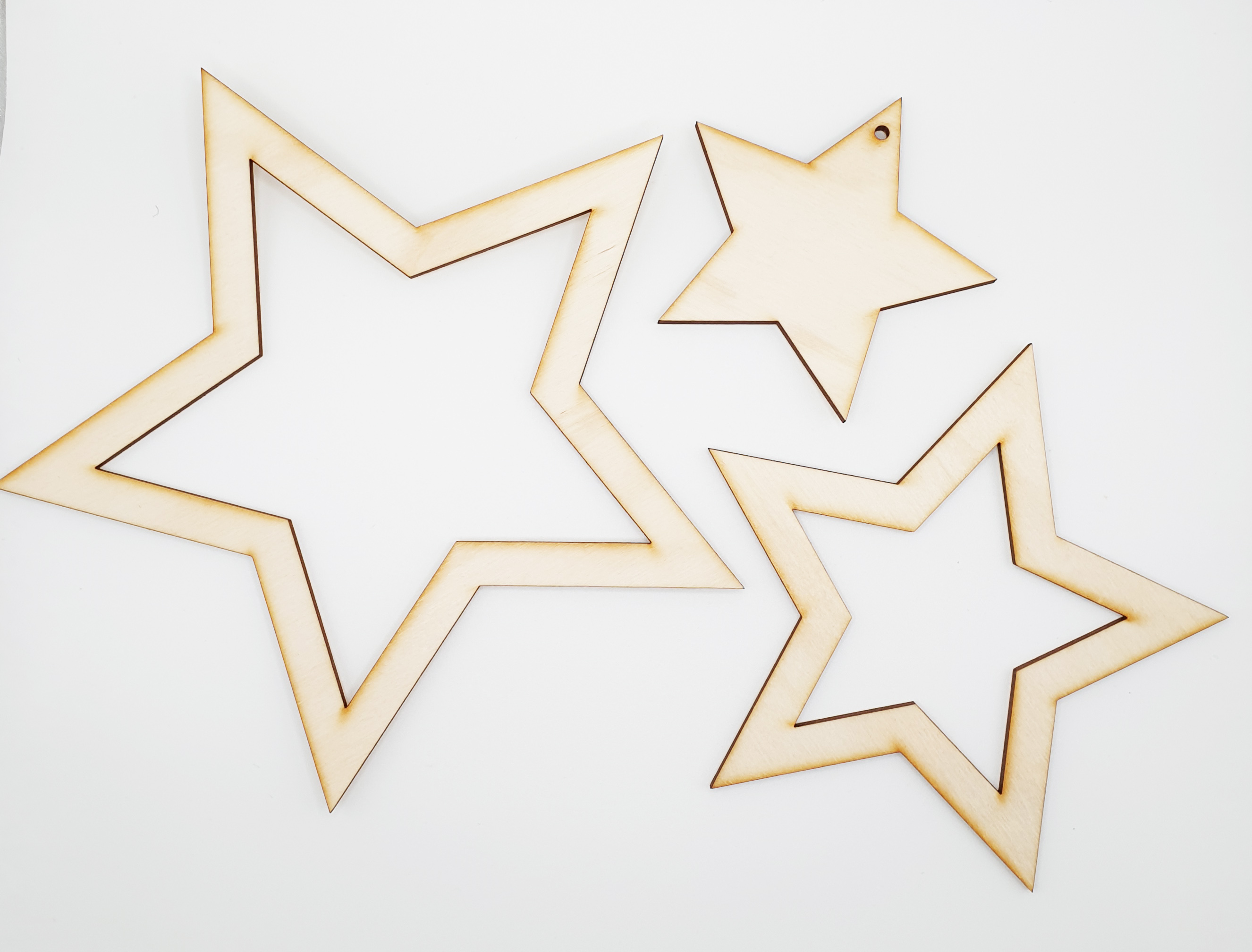 Obręcz gwiazda gwiazdy do łapacza snów baza makramy drewniana zawieszka Boże Narodzenie 3 szt.