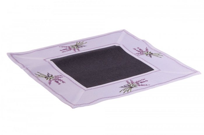 Ozdobny obrus haftowany rozmiar 40x40 cm Lawenda Kolor: biało-czarny