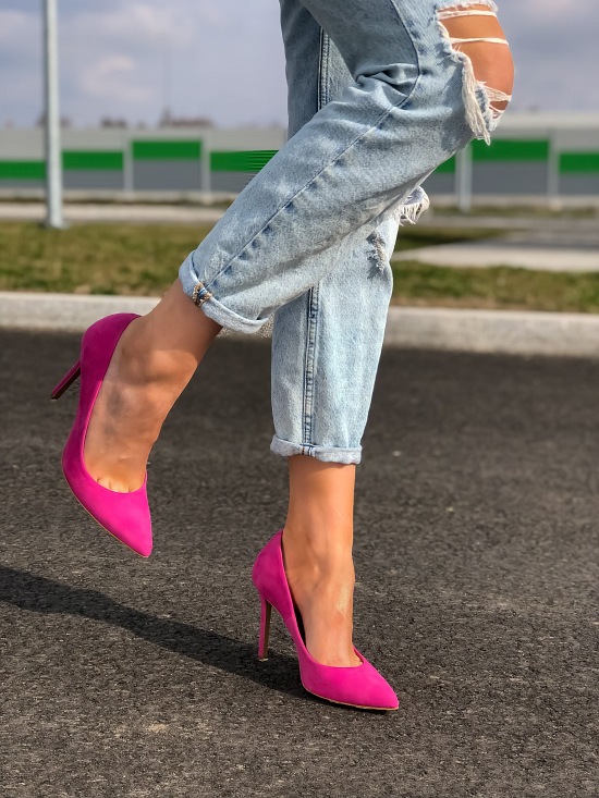 Czółenko 506/1 Fuksja zamsz Ostatnie Pary