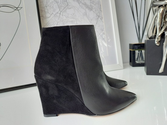 Botki damskie 358/67 CZARNY lico/zamsz