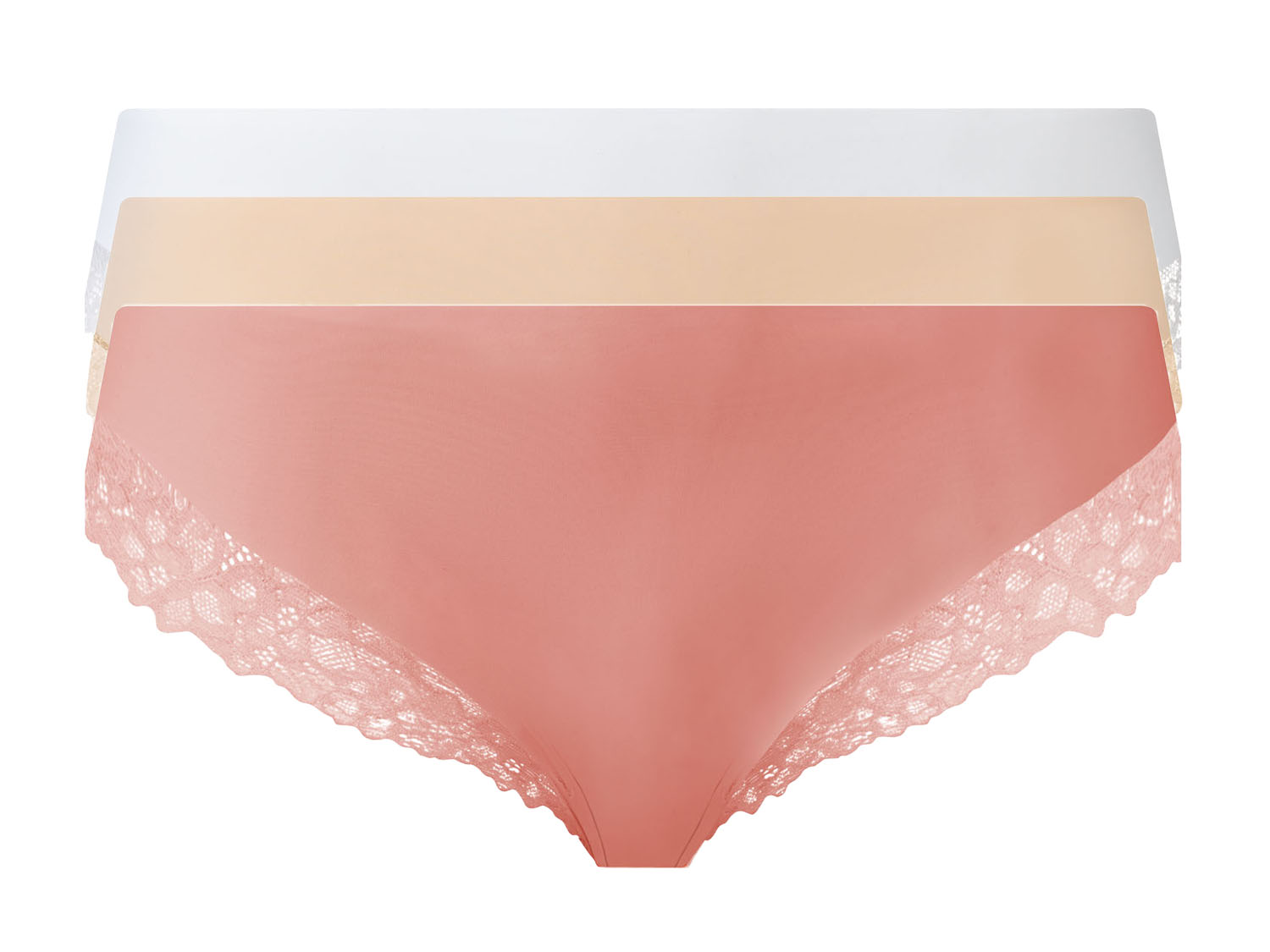 esmara Majtki damskie brazyliany bezszwowe, 3 pary XS 32/34, Różowy/ szampański/ biały