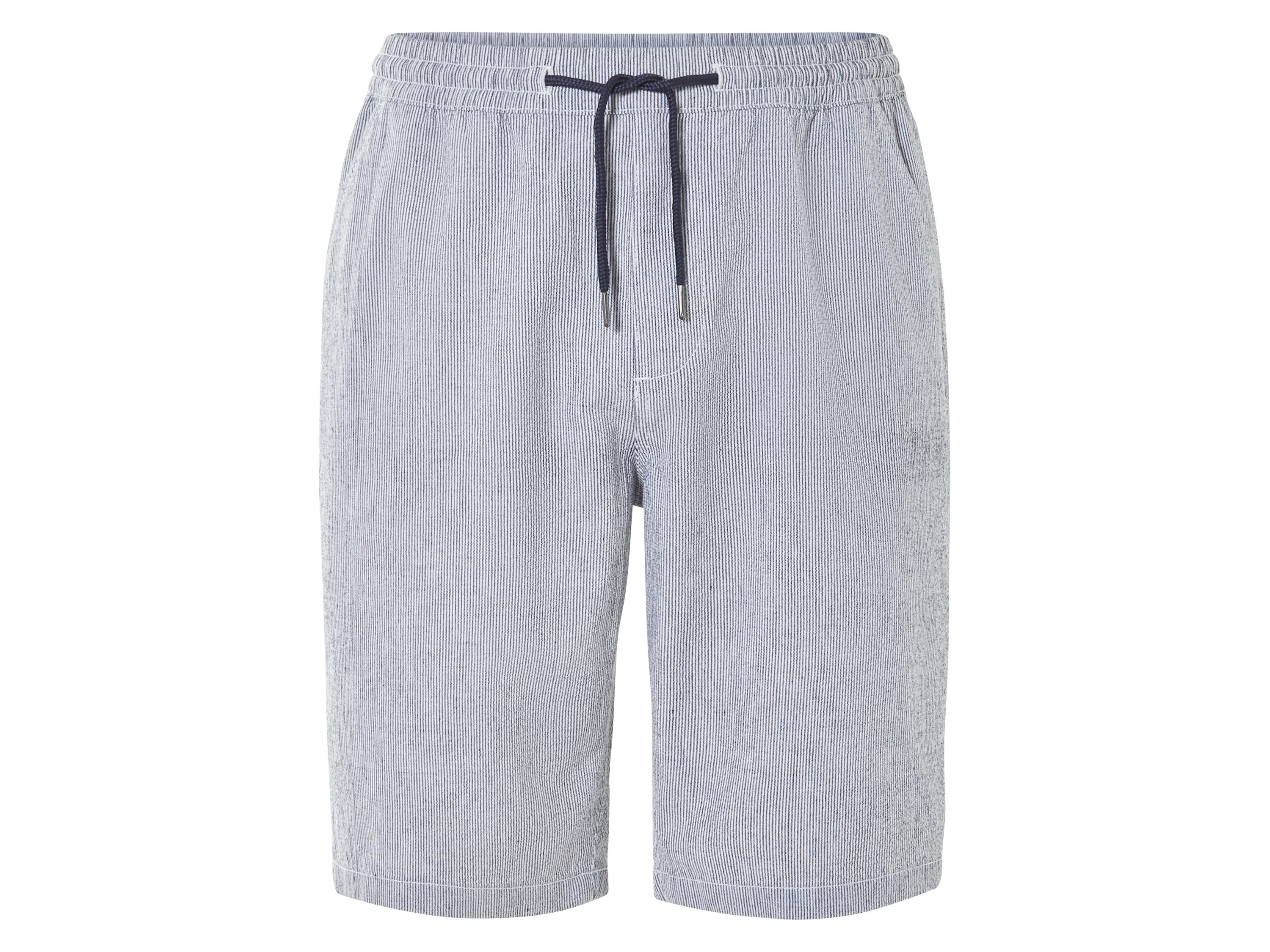 Livergy Szorty męskie z bawełną seersucker Paski/granatowy/biały, M 48/50