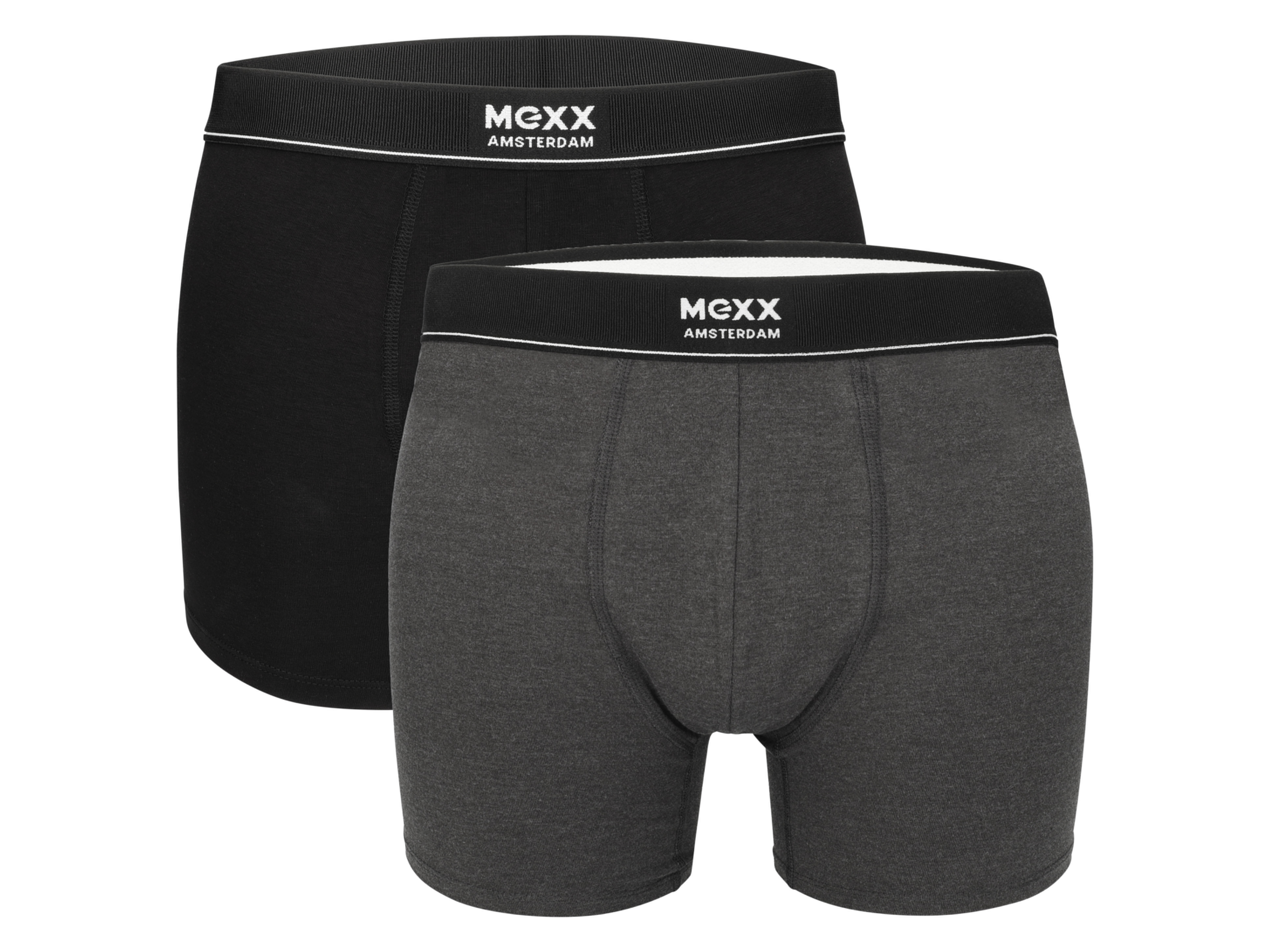 Mexx Bokserki męskie z bawełną, 2 pary Czarny/ szary, M