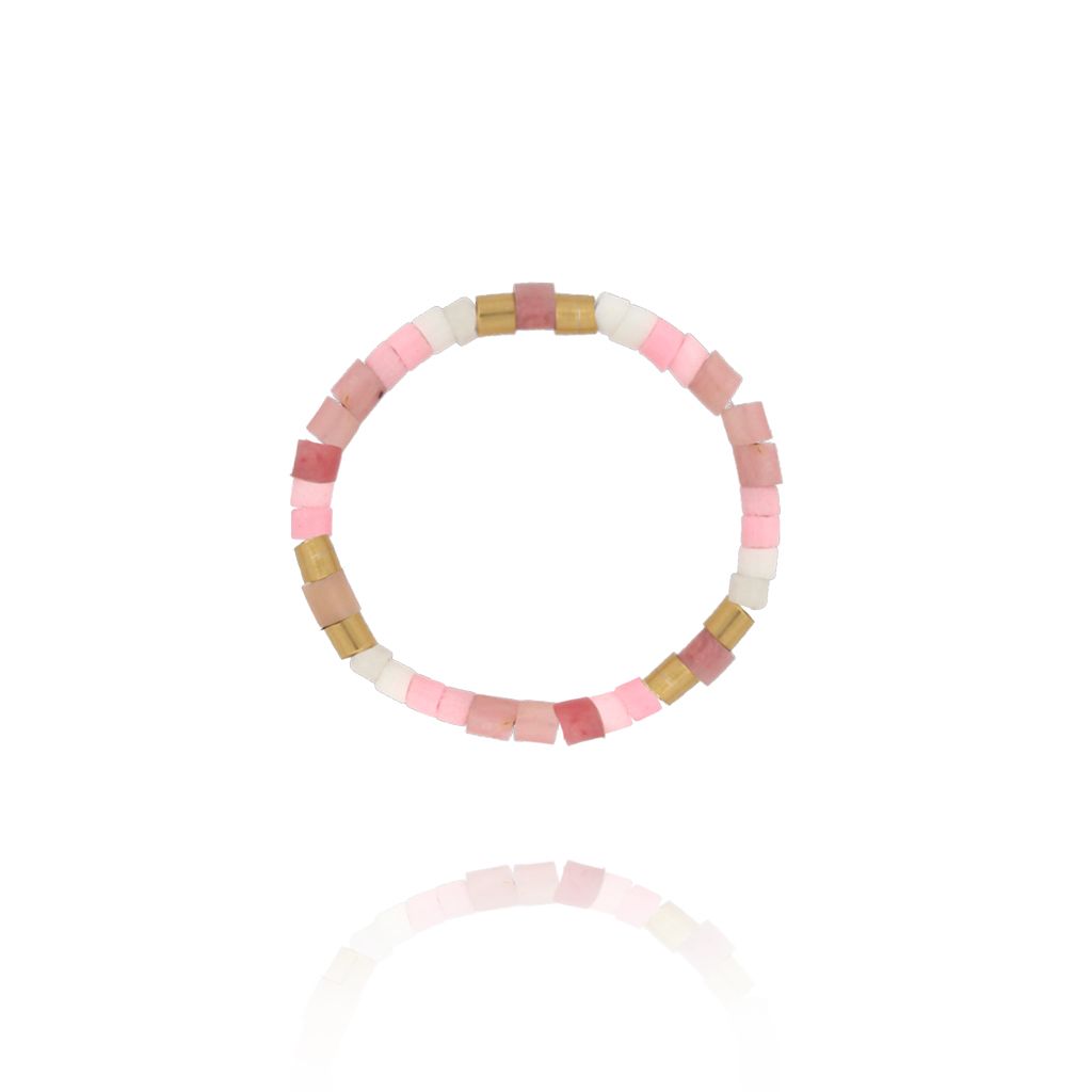 Pierścionek z kosteczek jadeitu w odcieniach różu PSC0781