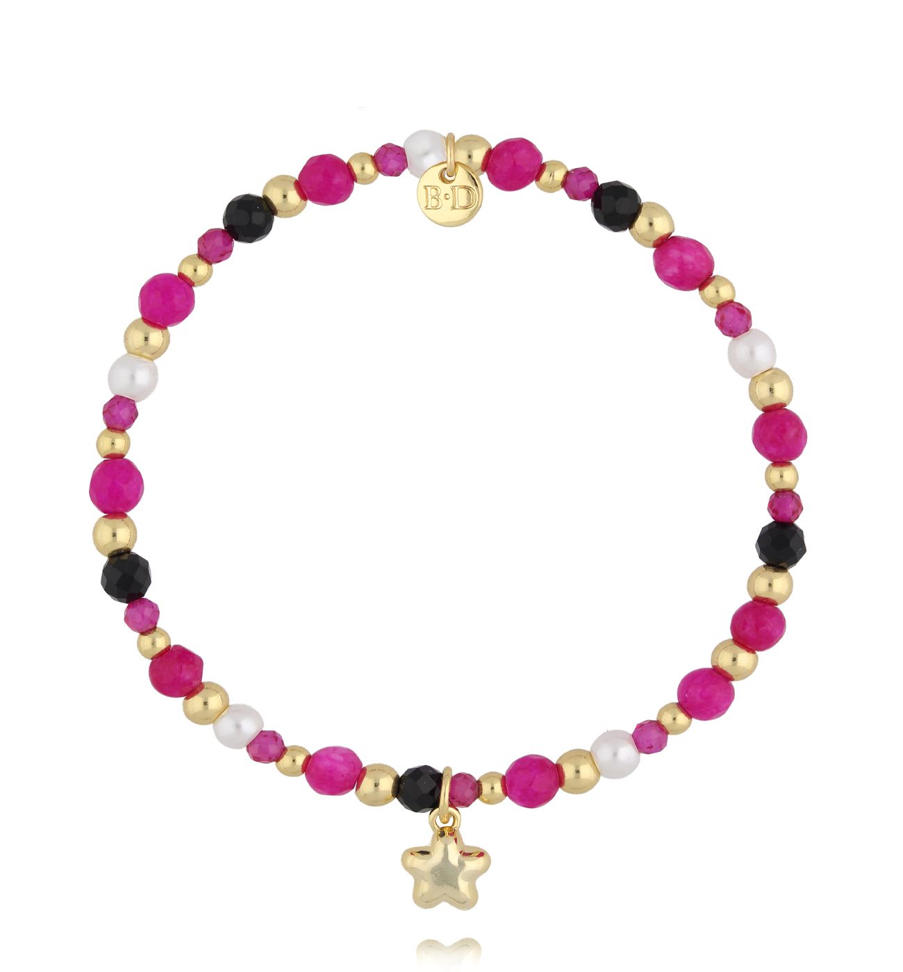 Bransoletka fuksjowa z kwiatuszkiem BSC2279