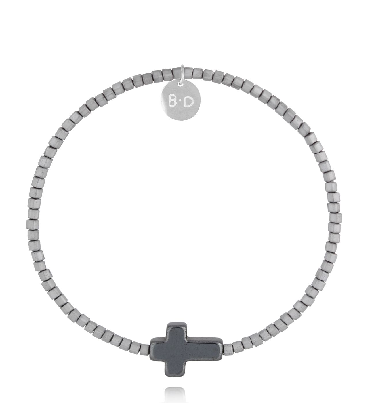 Bransoletka z hematytami i krzyżykiem - By Dziubeka
