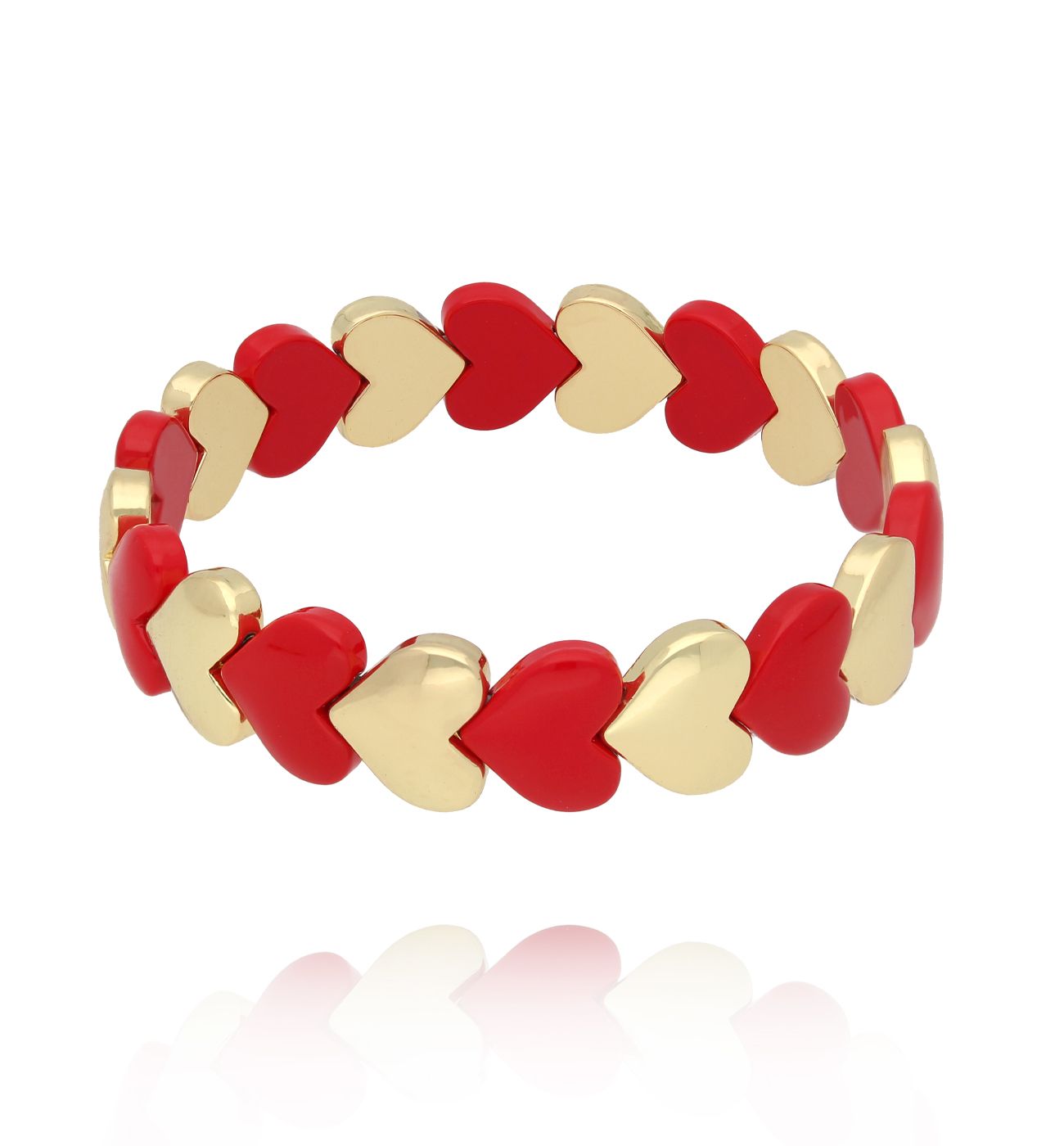 Bransoletka z czerwono-złotych serduszek BCR0033 - By Dziubeka