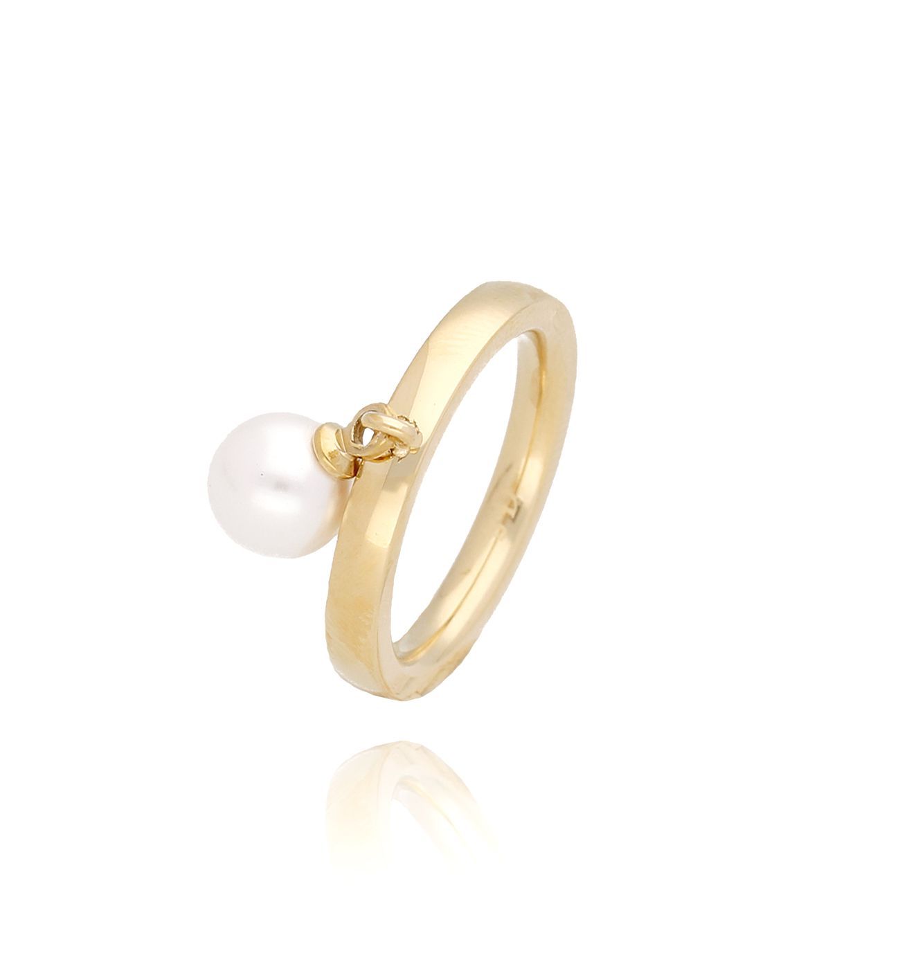 Pierścionek złoty z perłą ze stali szlachetnej PSA0058 Rozmiar 15