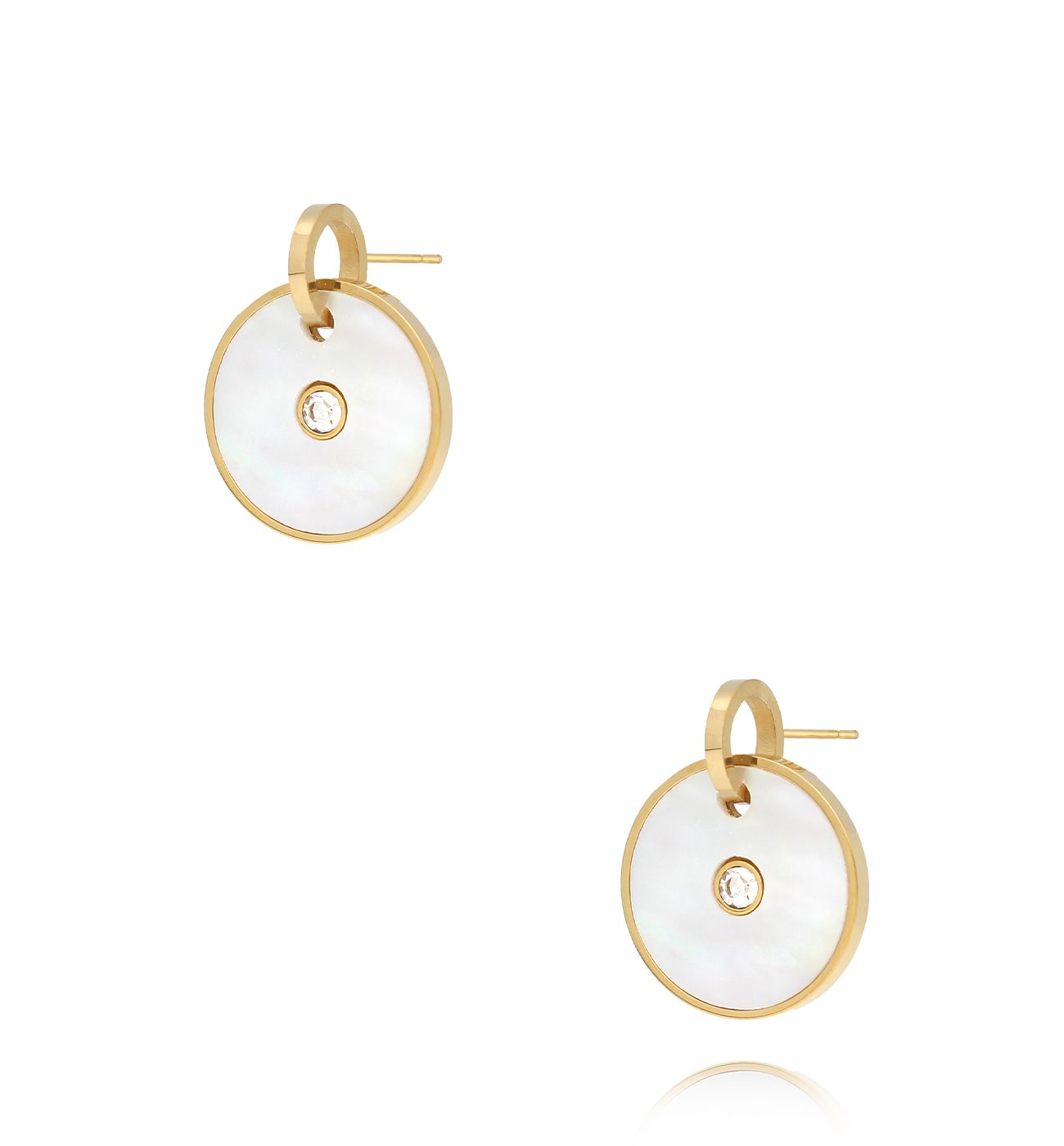 Kolczyki z dyskiem z masą perłową złote Refined Radiance KSA1798