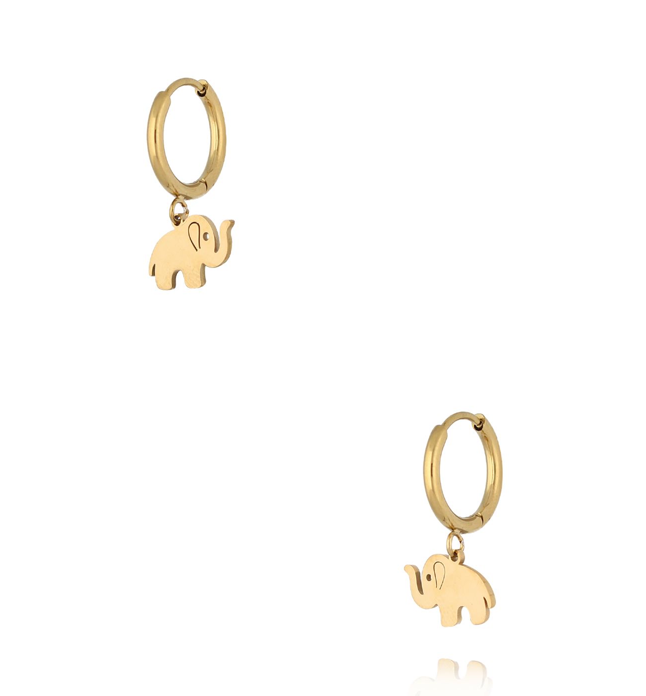 Kolczyki koła z zawieszką słonika złote KSY0625