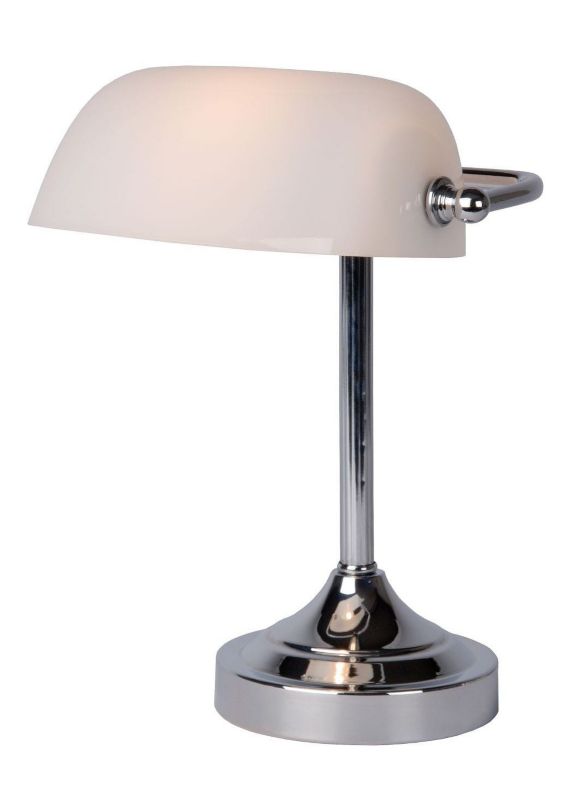 Lampka biurkowa Lucide Banker chromowana biała 1 x E14 x 40W IP20 wym: 30 x 22 x 11 cm metal - 1 szt.