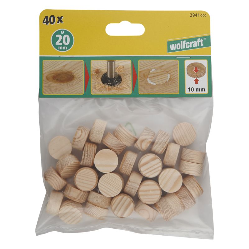 Zaślepki / fleki drewniane Wolfcraft Gmbh 294100020 mm 40 szt.