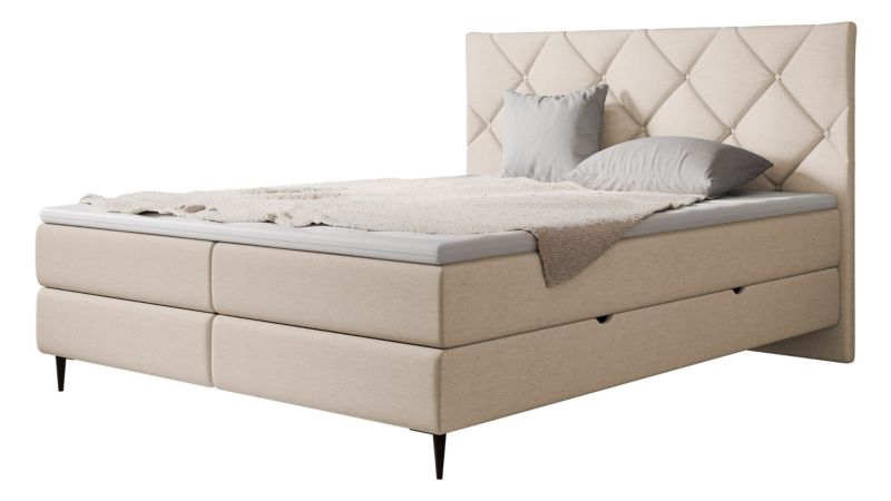 Łóżko kontynentalne MIRJAN 24 Letra 160x200 cm beżowy/nogi czarne 1 szt.