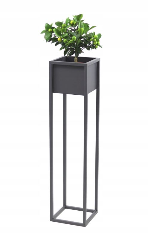 Kwietnik stojący JAKPOL Cubo Loft 90 cm metalowy szary 1 szt.