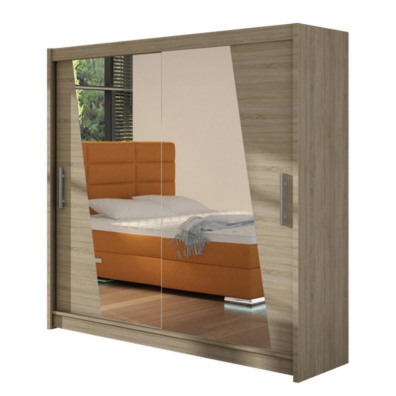 Szafa MIRJAN 24 z drzwiami przesuwnymi London XIV dąb sonoma/czarny lacobel 1 szt.