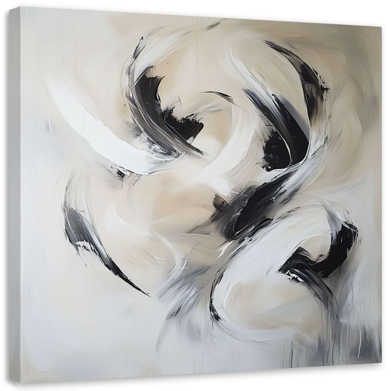Obraz do salonu loftu Feeby Abstrakcja beżowy czarny imitacja farby 30x30cm 1szt