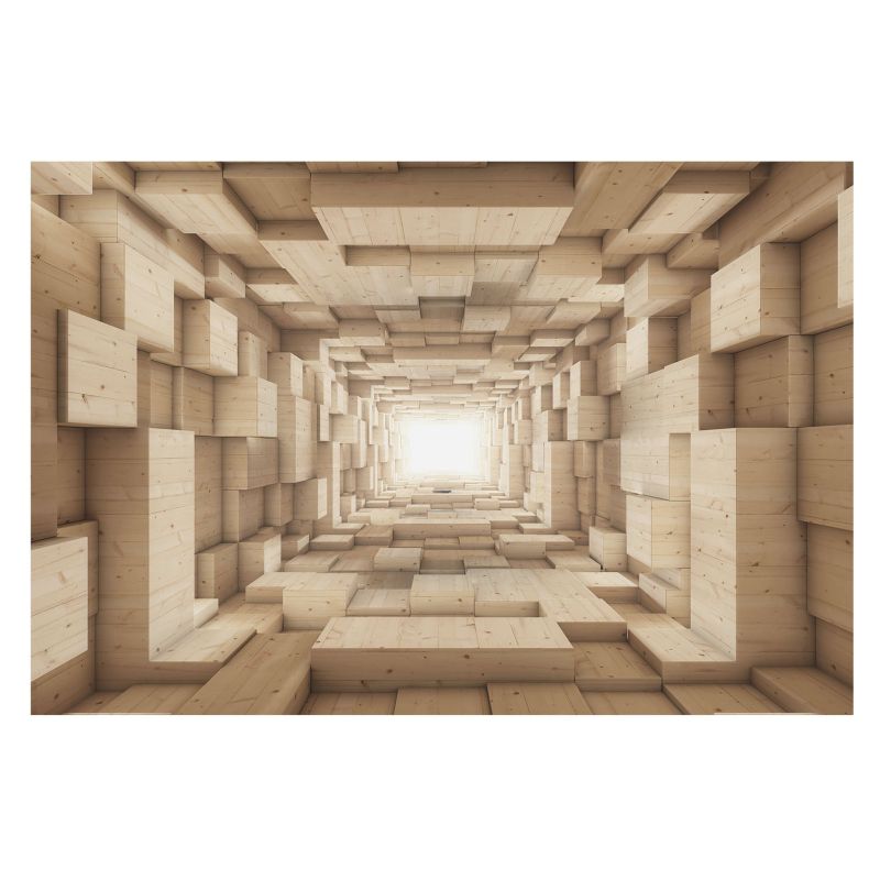 Elegancka Tapeta Na Ścianę Wallfluent 104x70 cm Drewniany tunel Dla Miłośników Natury I Sztuki 1 szt.