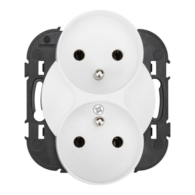 Gniazdo podwójne Jacobsen Espen z uziemieniem białe