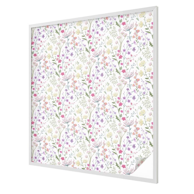 Witraż Samoprzylepny Wallfluent 100x116 cm Stylowa Dekoracja Okna Kwiatowy wzór roślinny 1 rol.