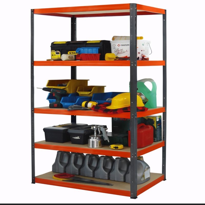 Regał metalowy MODO24 magazynowy grafitowo-pomarańczowy helios 213x150x60cm 5 półek po 175 kg 1 szt.