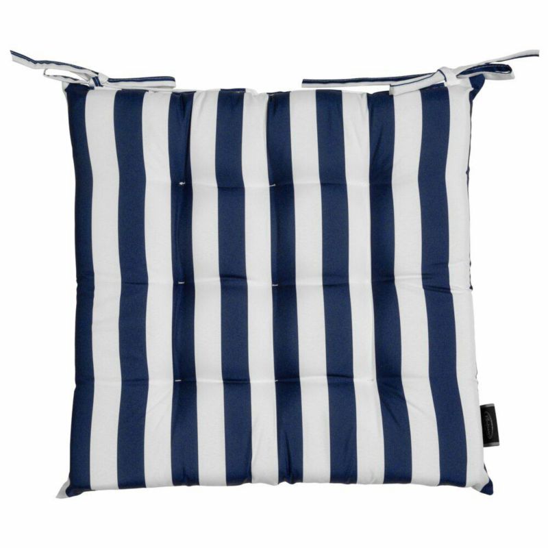 Poduszka na krzesło GARDEN02 Eurofirany 40 x 40 cm wodoodporna granatowo, biała zdobiony subtelnymi pasami szt. 1