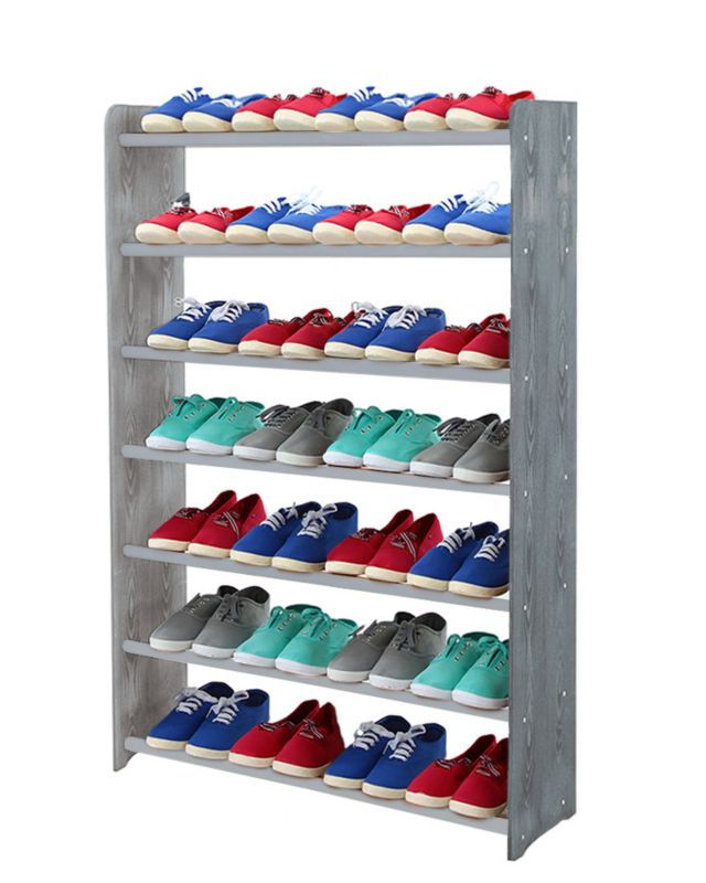 Regał na buty MODO24 drewniany 7 półek szerokość 90 cm szary 1 szt.