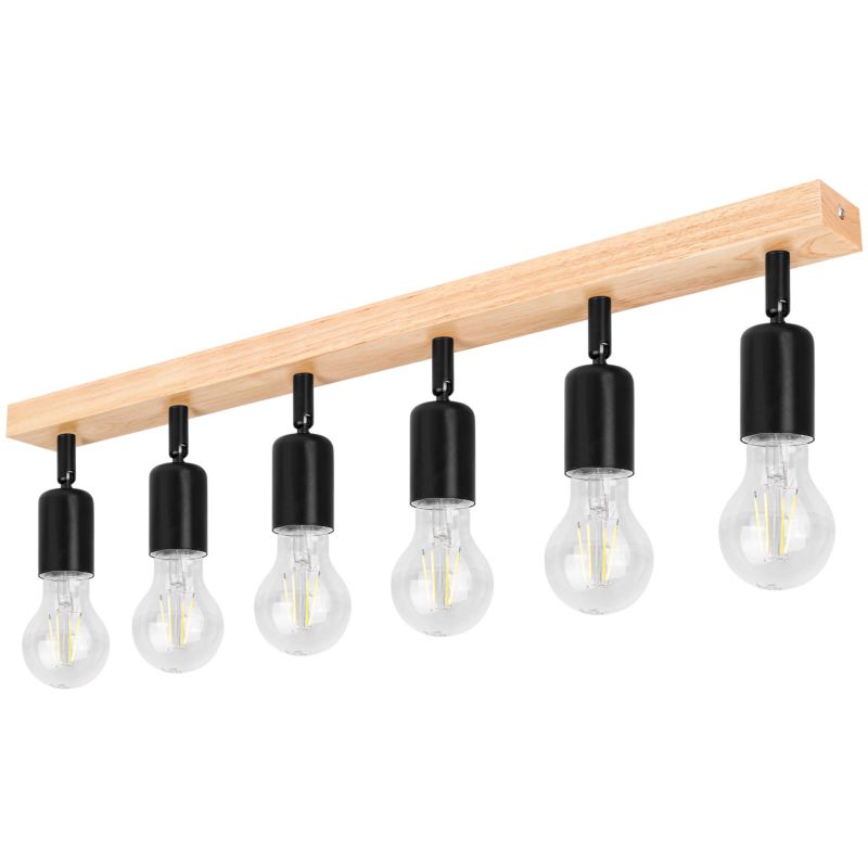 Kinkiet E27 LED MasterLED Eos ruchomy x6 130cm IP20 czarny drewno lampa światło 1 szt.