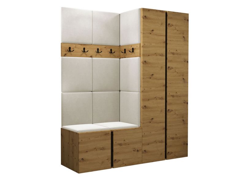 Garderoba MIRJAN 24 Orion III dąb artisan/czarny + beżowy 1 kpl.