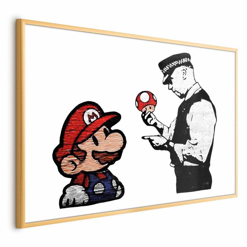 Plakat Artgeist Banksy: Grzybiarz 42x29,7 cm z ramą złotą 1 szt