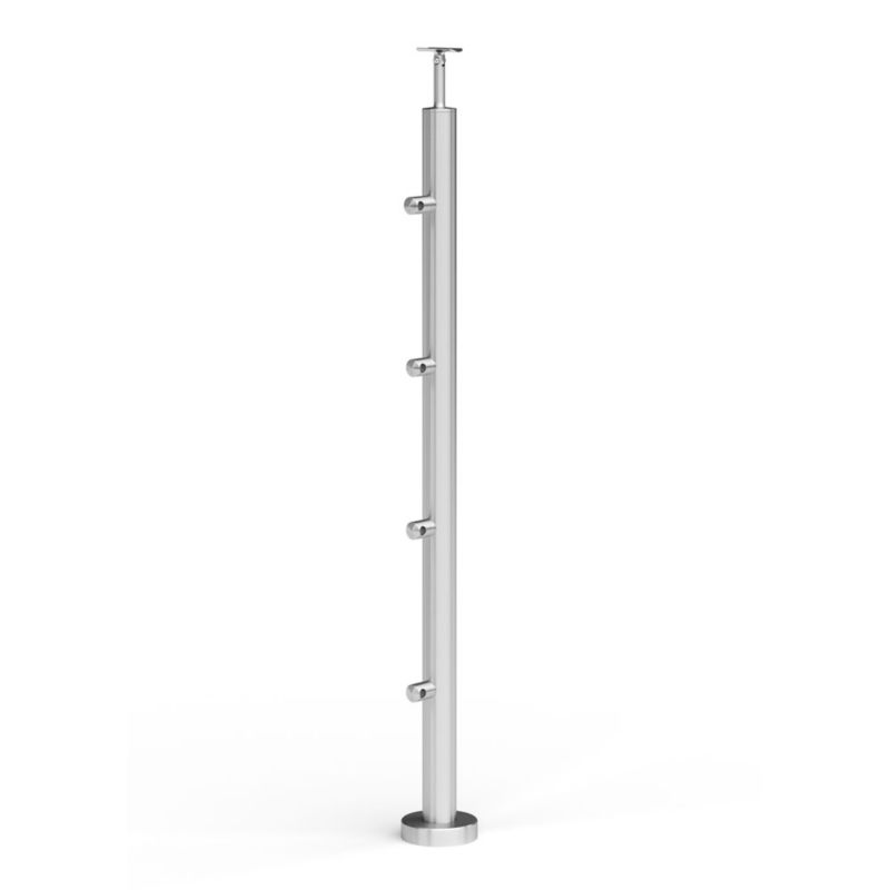 Słupek balustrady AVIS fi42,4 x 970 mm, 4 szt. mocowania rurki fi12,0 mm, stal nierdzewna, szlifowany 1 szt.