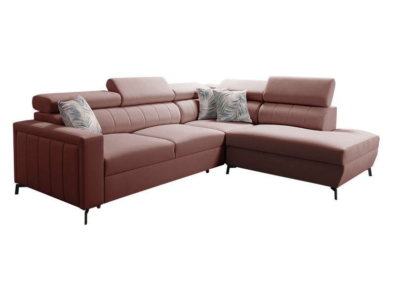 Narożnik z funkcją spania MIRJAN 24 Baltico III Maxi prawy róż indyjski/wzór w liście 1 szt.