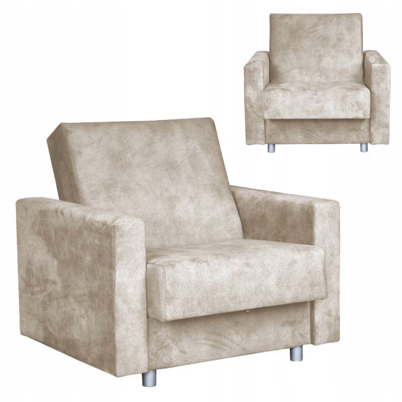 Fotel do salonu rozkładany z pojemnikiem Family Meble Alicja beżowy kremowy 1szt