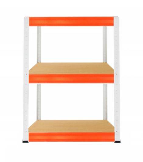 Regał magazynowy garażowy metalowy MODO24 biało-pomarańczowy helios 106x30x30cm 3 półki po 175 kg 1 szt.