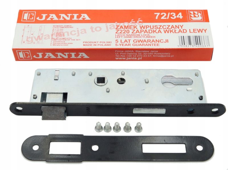 Zamek Wąski FEINZ Do Bramek Furtek 72/34Mm Lewy Pl 1 szt.