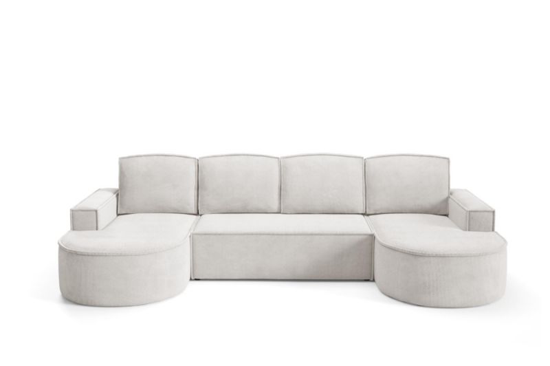 Narożnik w kształcie U Bettso FLOW z funkcją spania w tkaninie curio biały 1szt.