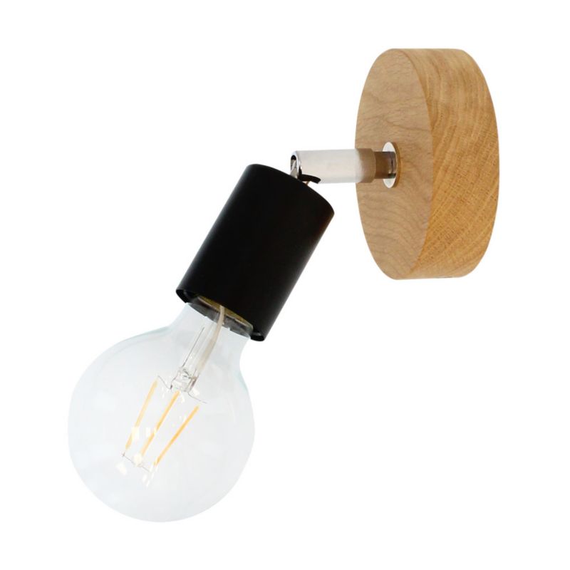 Drewniany Kinkiet SPOT Light 1xE27 Max.25W Dąb Olejowany FSC z Akcentem Czerni, Polski Producent, 1 szt.