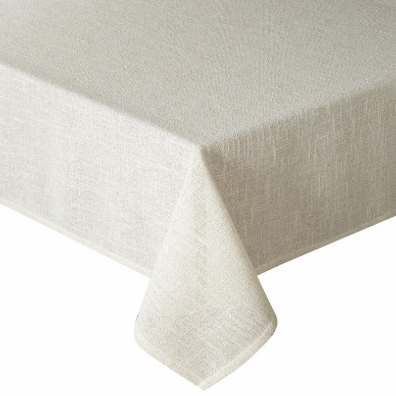 Obrus INES 12 Eurofirany 140 x 260 cm kremowy gładki z przetykaną błyszczącą nicią 1 szt.