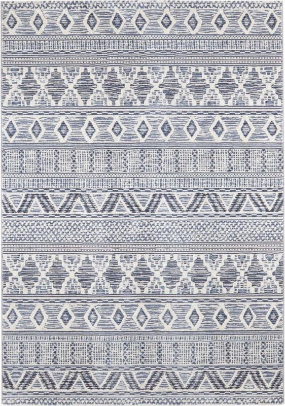 Dywan Elle Decoration do salonu 200x290, wzór boho,miękkie pluszowe włosie krem błękit 1 szt.