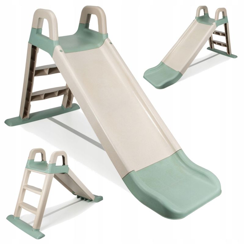 Zjeżdżalnia ślizg duża dla dzieci 140cm Coil ogrodowa solidna z drabinką kremowo-oliwkowa 1szt